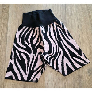 525 America Knit Baby Pink & Black Zebra Print Biker Shorts Size XS NWT